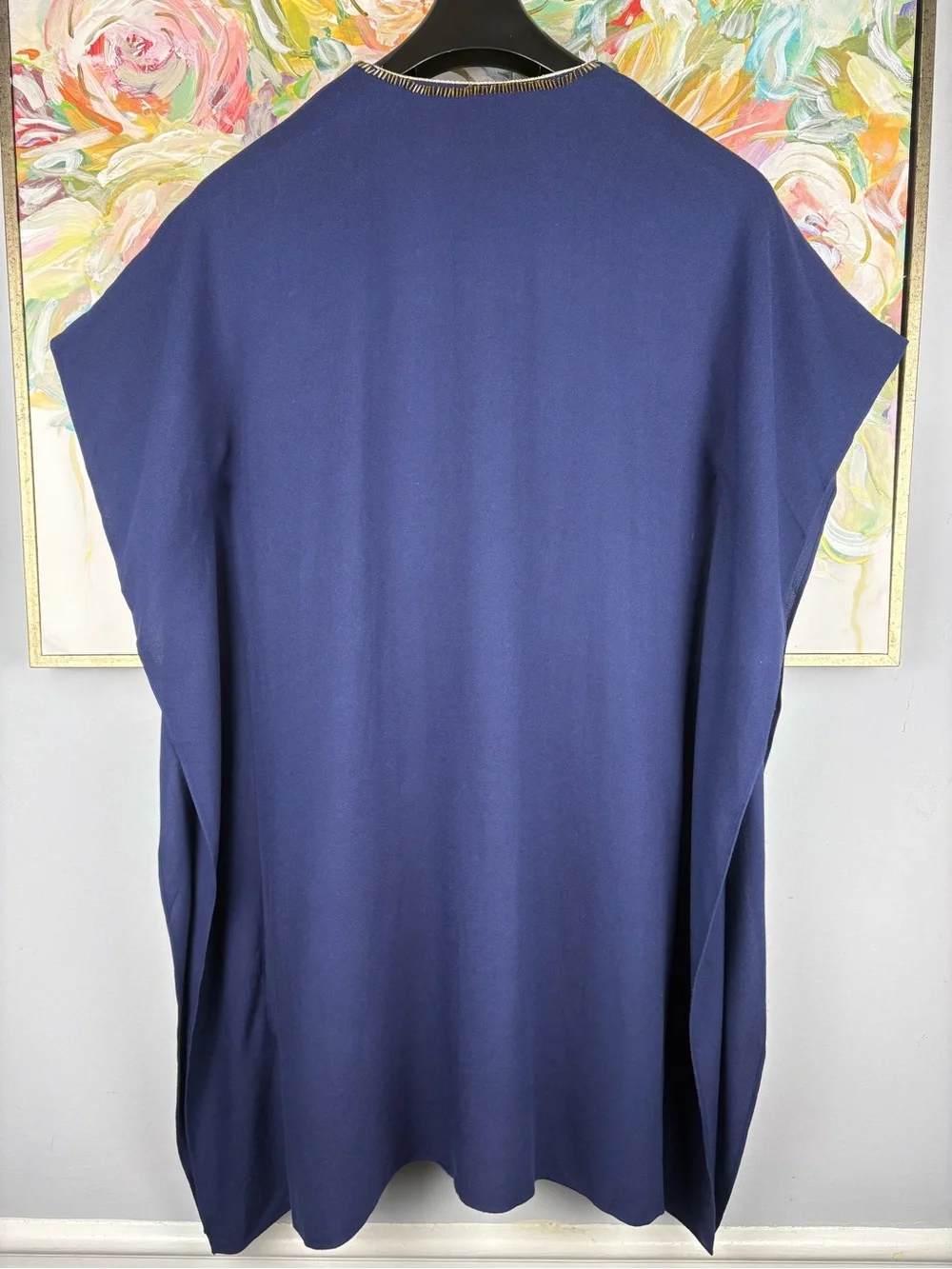 Lilly Pulitzer Embellished Caftan Tunic Dress Navy Blue Gold Beaded S/M - Picture 6 of 10